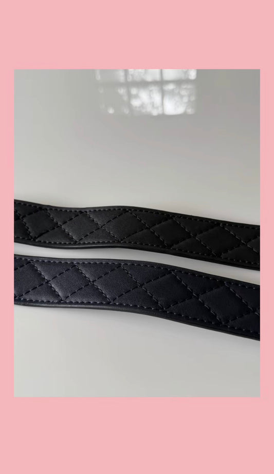 black quilted leather belt (gold buckle)