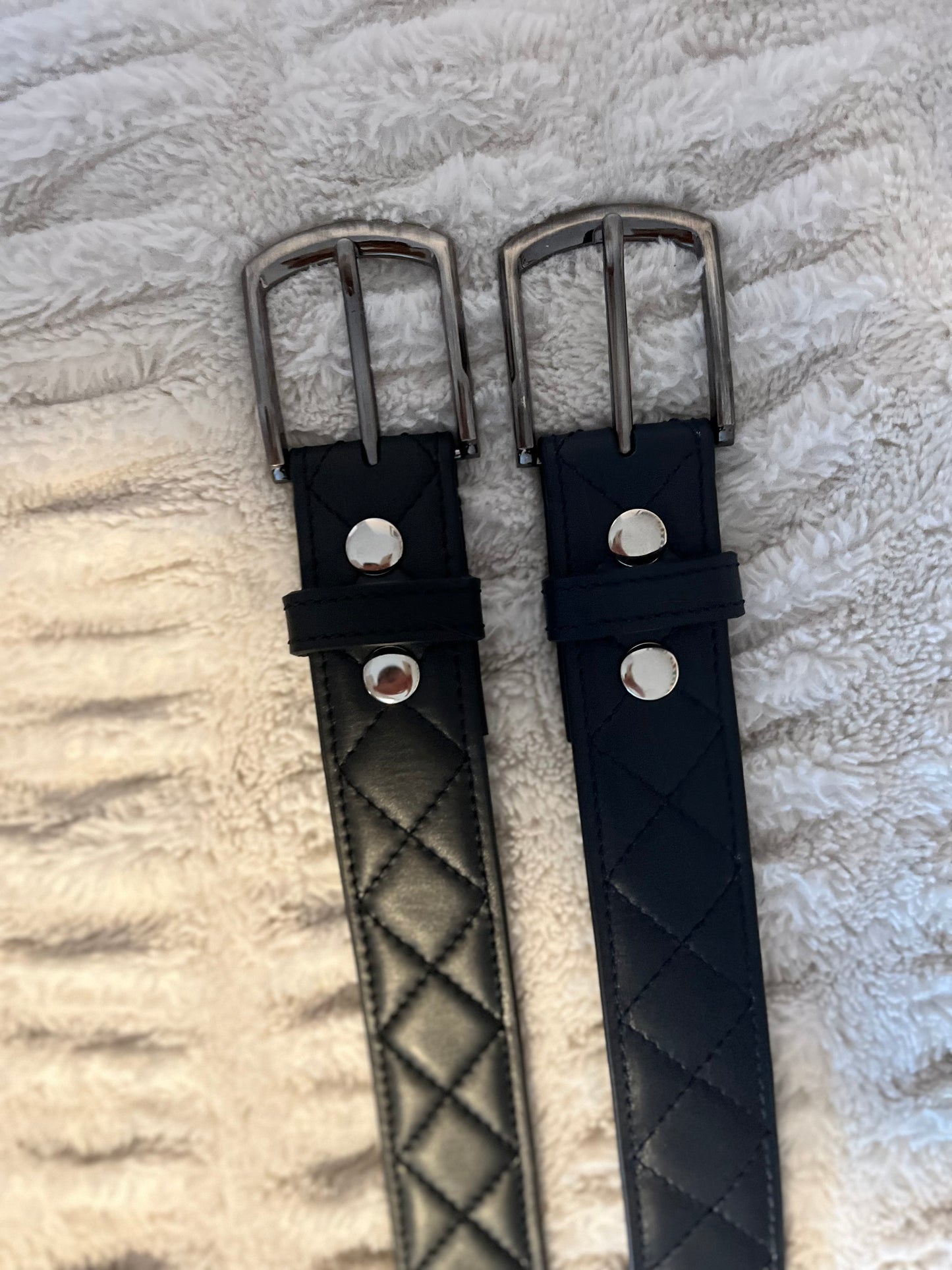 Black quilted leather belt