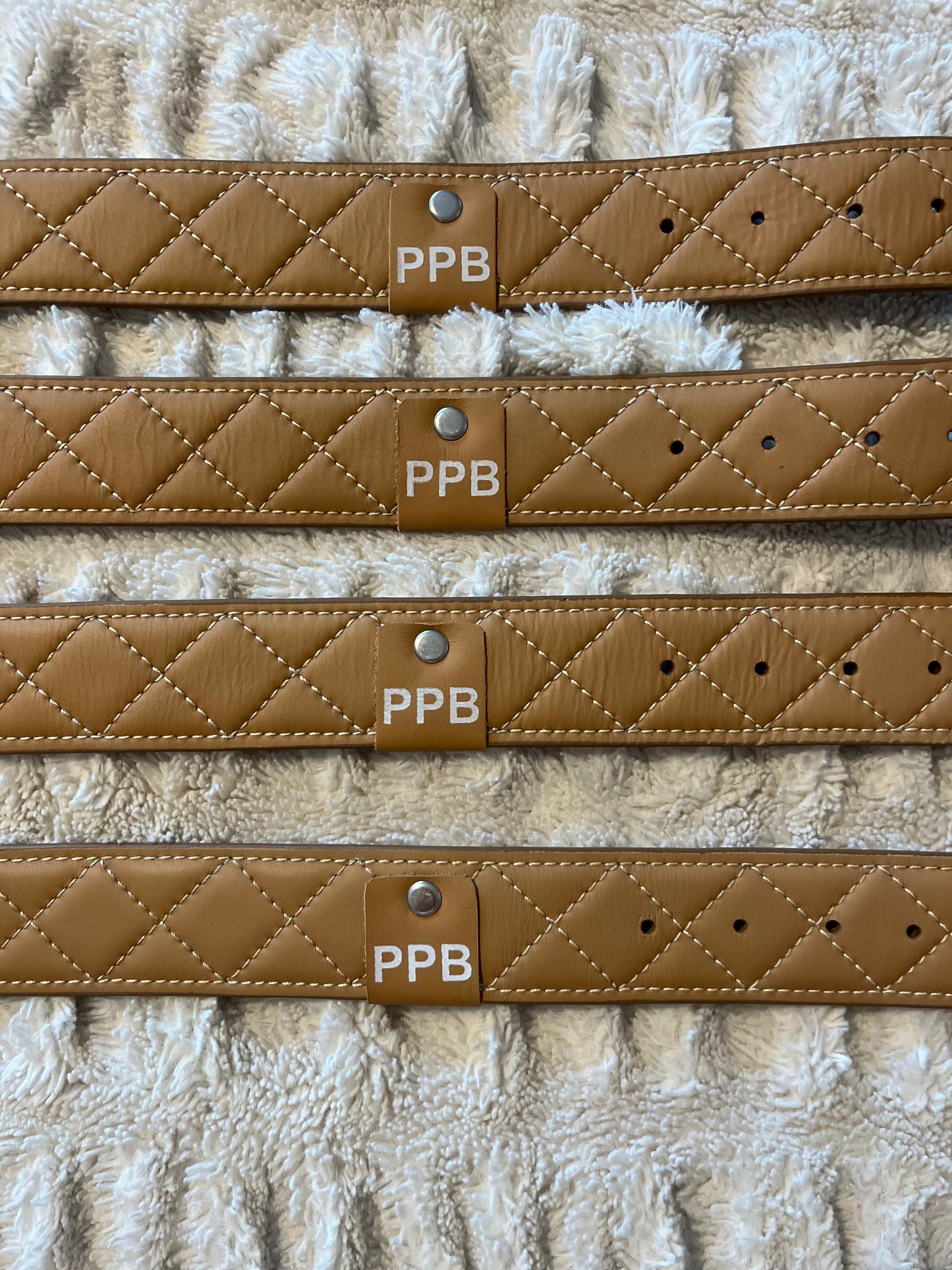 Tan quilted leather belt