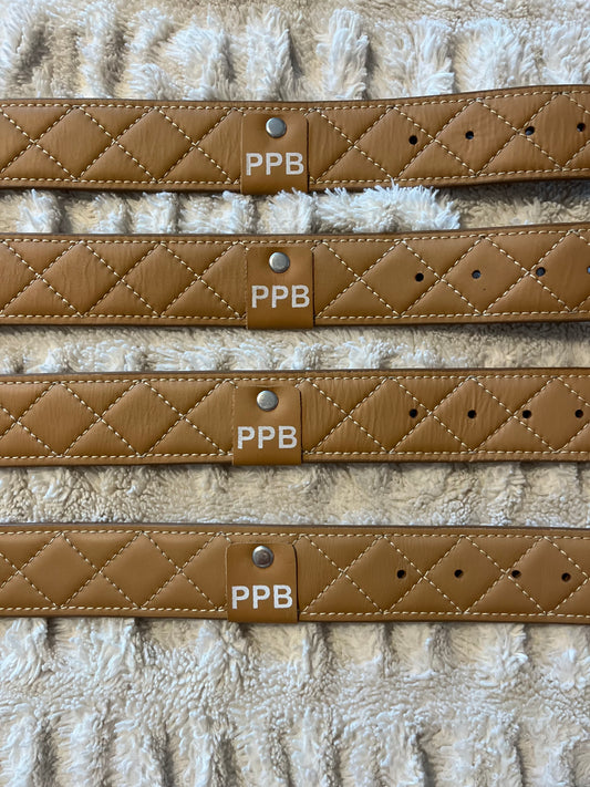 Tan quilted leather belt