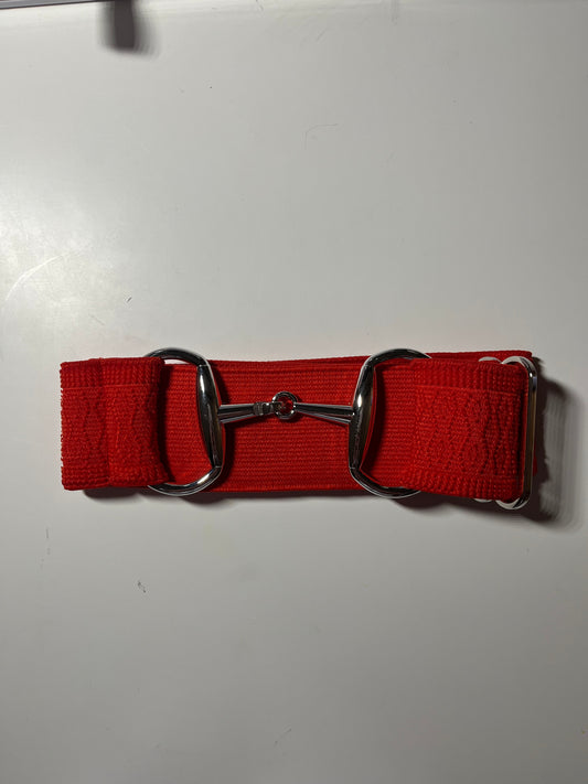 red quilted equestrian belt